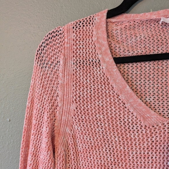 Talbots Pink Crochet Knit Top with Tassel Detail Size MP - Picture 2 of 6